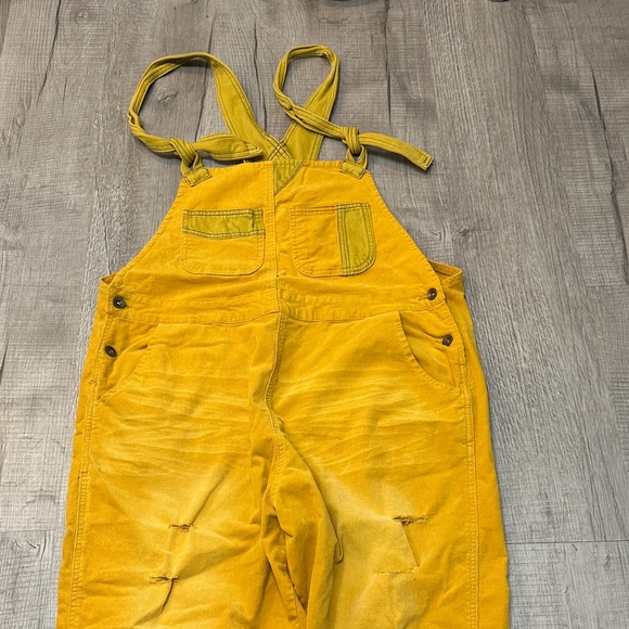 Yellow Distressed Oversized Overalls - Picture 2 of 8